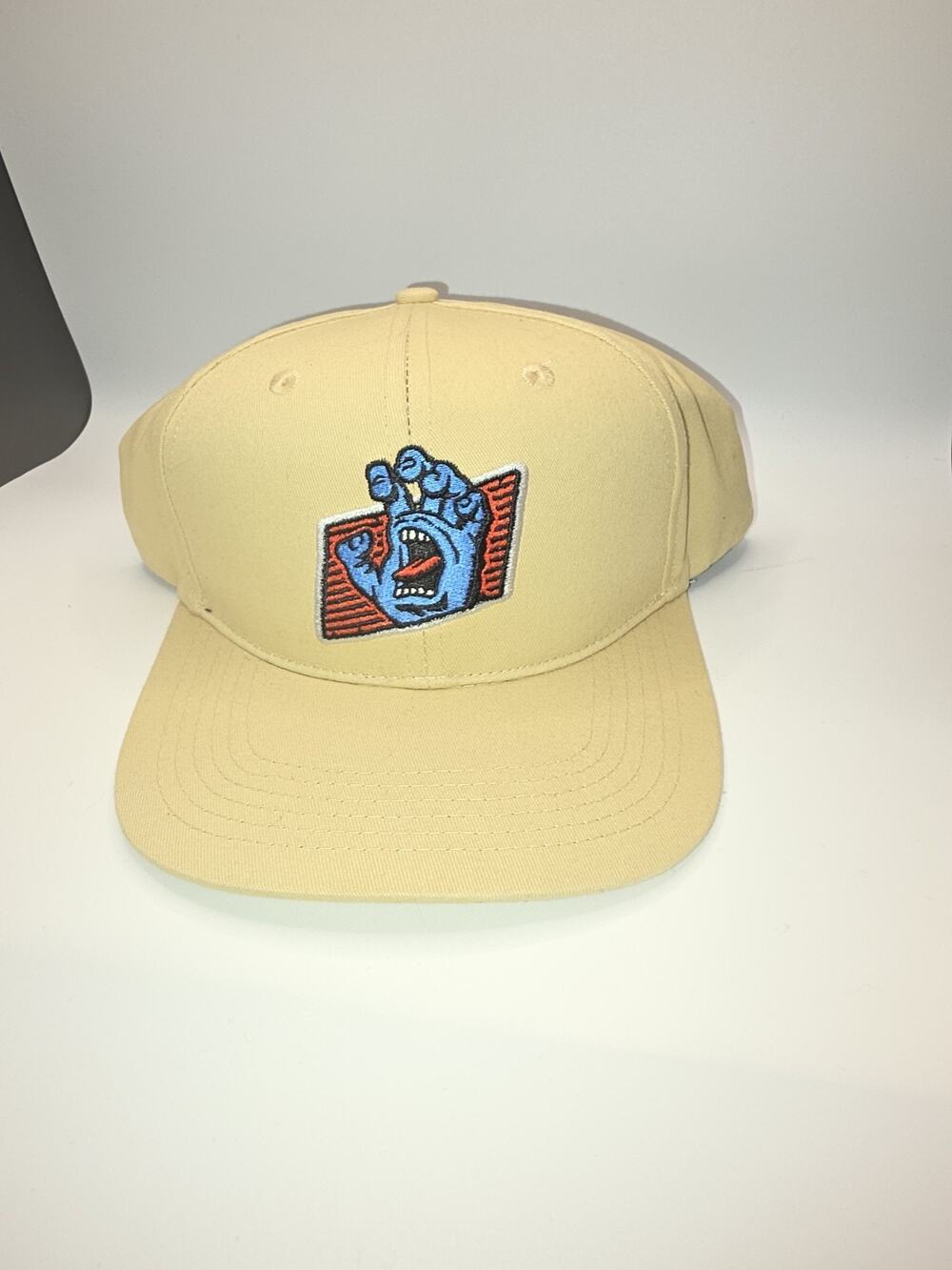 Santa Cruz Screaming Hand Snapback Hat Tan Skateboard Cap Adjustable Adult